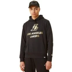 NEW ERA LA Lakers Black And Gold Metallic Logo Hoody