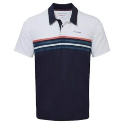 Craghoppers Mens Pro Stripe Nosilife Polo Shirt (Optic White/Blue Navy)
