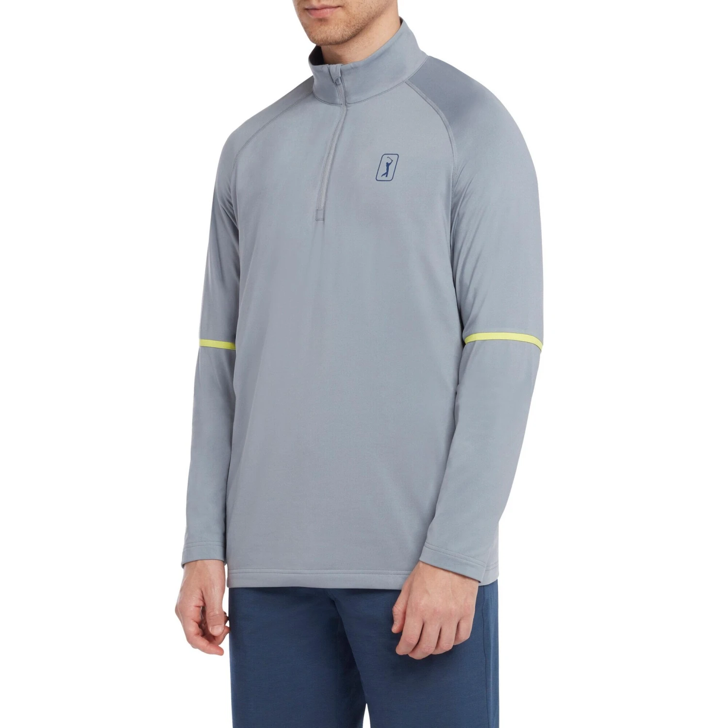 Mens Quarter Zip Base Layer Top (Grey) - Image 3