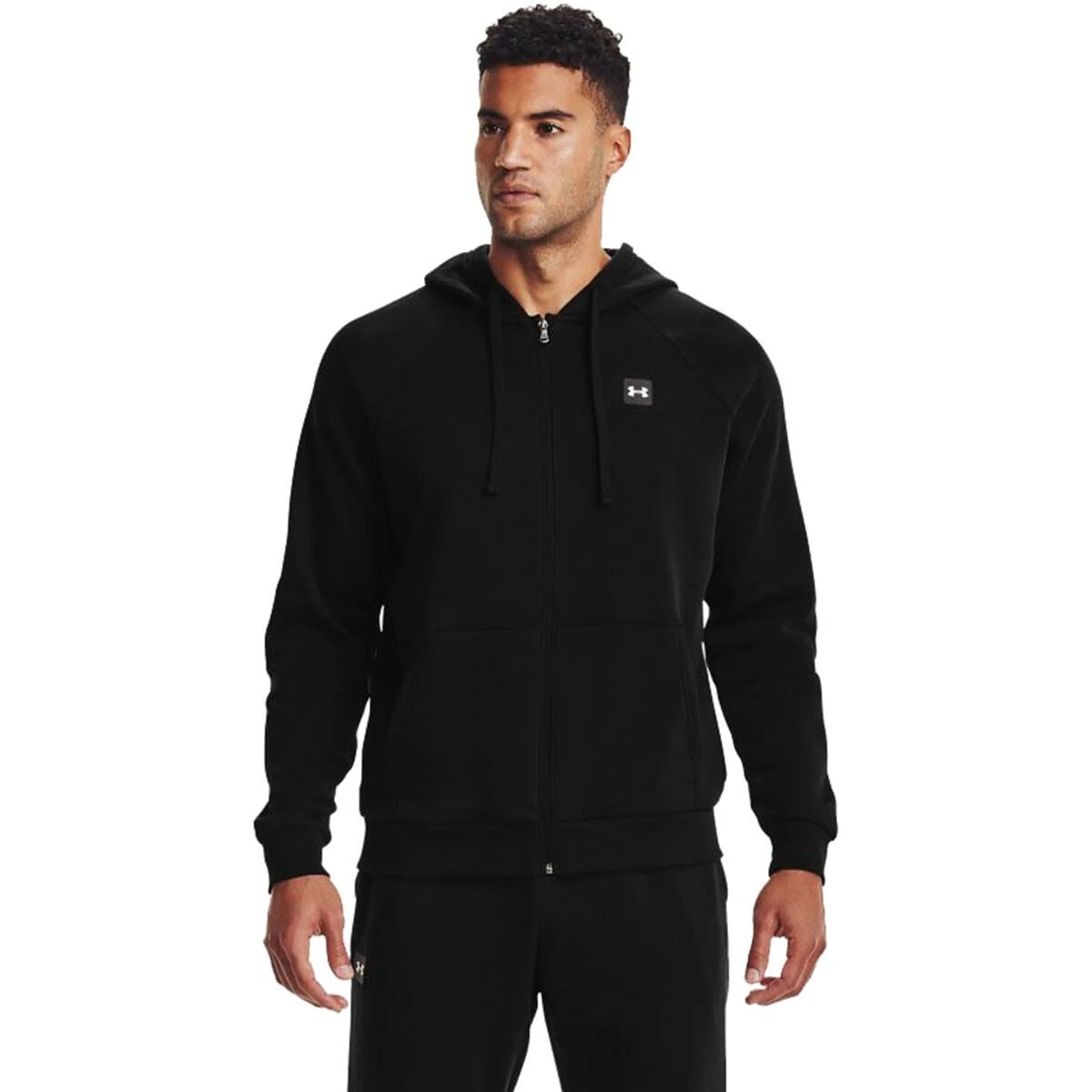 Under Armour Mens Rival Fleece Full Zip Hoodie (Black/Onyx White) - Image 4