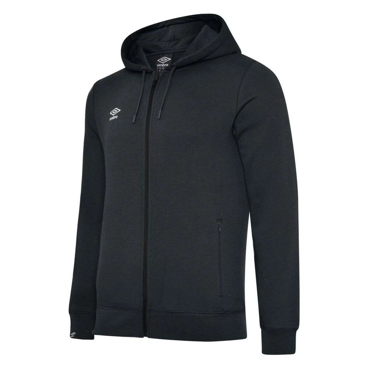 UMBRO Mens Club Leisure Full Zip Hoodie (Black/White)