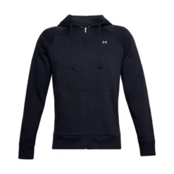 Under Armour Mens Rival Fleece Full Zip Hoodie (Black/Onyx White)