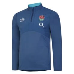 UMBRO England Rugby Mens 22/23 Half Zip Fleece (Ensign Blue/Bachelor Button)